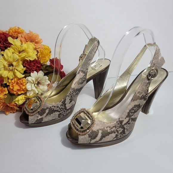 Anne klein women heels Snakeskin print size 10M - Picture 1 of 12